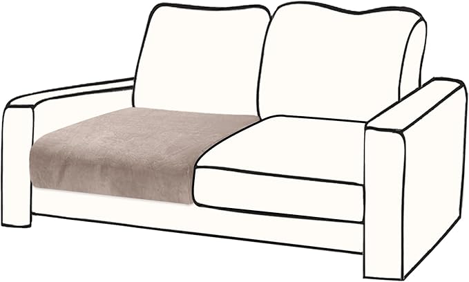 Couch Cushion Cover Velvet 1 Piece Seat Cushion Cover Stretch Armchair Cover Separate Sectional Sofa Slipcovers Furniture Protector (1-Seater or Sofa Backrest, Tan)