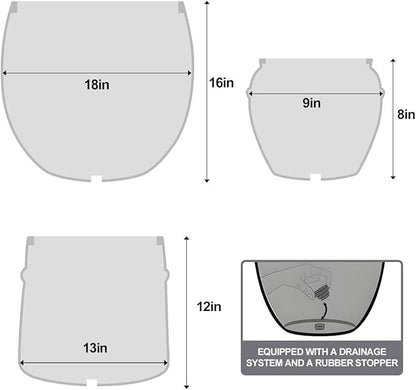 Craft flowerpots 18"+13"+9" Dia Round Concrete Planter Set of 3 Large Outdoor/Indoor Planter Pots Containers with Drainage Holes and Rubber Plug for Home Garden (White, Large)