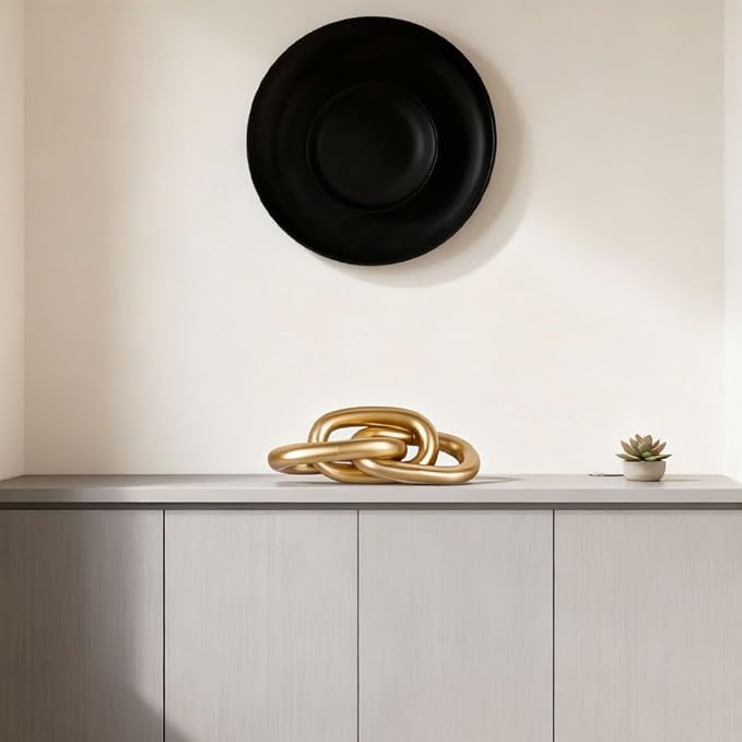 Gold Knot Decor for Coffee Table, Decorative Knot Sculpture Resin Chain Link, Gold Coffee Table Decor Modern Shelf Decor for Living Room, Fireplace Mantel, Entryway Table, Bookshelf Office Desk Accent