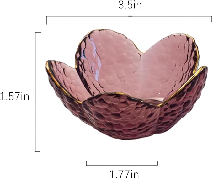 Flower Ring Jewelry Dish Tray, Decorative Glass Trinket Tray, Jewelry Earring Dish Holder, Key Bowl, Decoration Plate for Women Wife Mom (Purple)