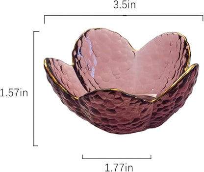 Flower Ring Jewelry Dish Tray, Decorative Glass Trinket Tray, Jewelry Earring Dish Holder, Key Bowl, Decoration Plate for Women Wife Mom (Purple)