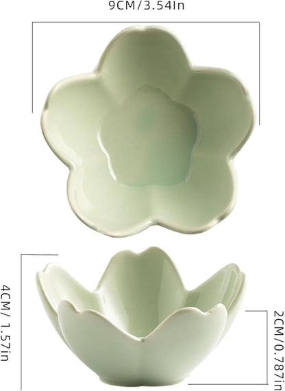 Floral Ceramic Jewelry Tray - 3.5" Elegant Ring Holder Dish & Trinket Bowl for Vanity Dresser Decor (green)