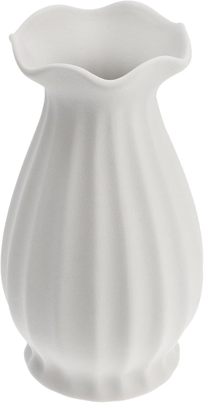 Ceramic Flower Vase White Matte Finish Modern Minimalist Decorative Container for Indoor Fresh Silk Flowers Home Office Tabletop Centerpiece