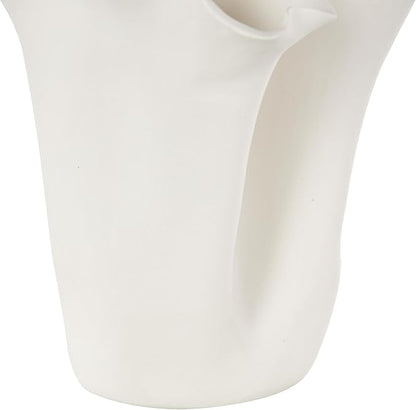 Deco 79 Ceramic Floral Decorative Vase, Abstract Floral Inspired Centerpiece, Flower Vase for Home Decoration, Cream, 10" x 10" x 10"
