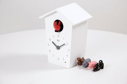 KOOKOO AnimalHouse White, Small Cuckoo Clock with 5 Farm Animals Sounds (Natural Field Recordings)