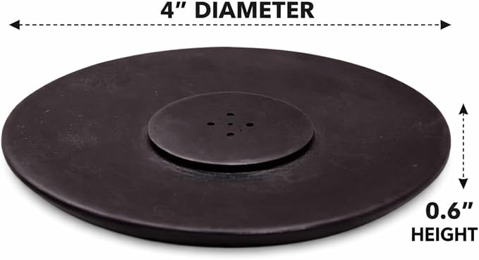 Handmade Marble Incense Holder - Round Incense Burner with Multiple Holes for Incense Sticks. Decorative Ash Catcher for Home and Office Decor. (4 inch Diameter, Black)