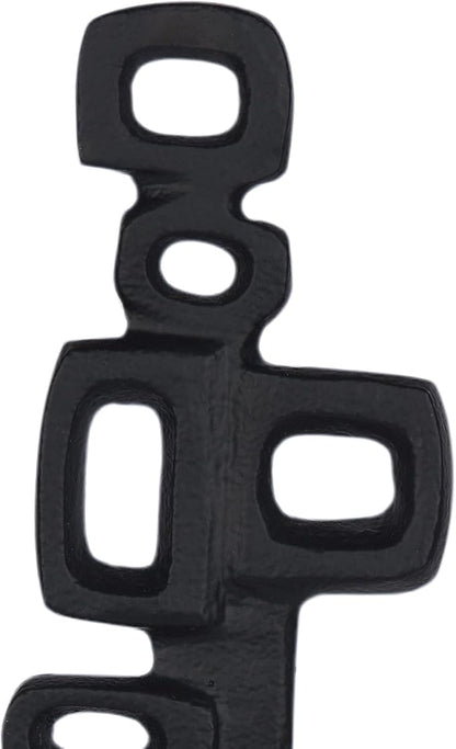 Cruiser’s Caché Abstract Geometric Sculpture, Artisan-Made Cast Aluminum with Black Anthracite Finish, Natural Marble Base, 13"