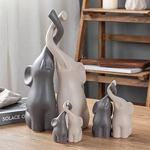 Creative Decoration Home Decor Animal Ornament Ceramics Crafts Art Figurines (Twin Elephant)