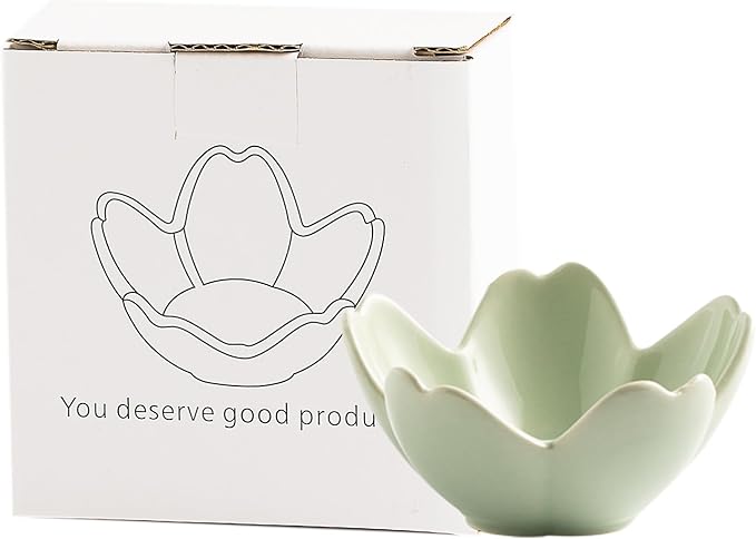 Floral Ceramic Jewelry Tray - 3.5" Elegant Ring Holder Dish & Trinket Bowl for Vanity Dresser Decor (green)