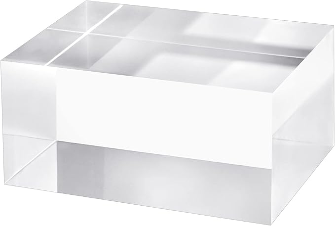CiaoHER 2in Thickness Solid Acrylic Cube Display Block Clear Polished Pedestal Stand Riser Solid Base 2" x 3" x 4", 1 Pack