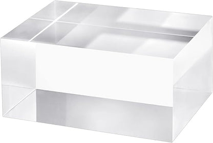 CiaoHER 2in Thickness Solid Acrylic Cube Display Block Clear Polished Pedestal Stand Riser Solid Base 2" x 3" x 4", 1 Pack