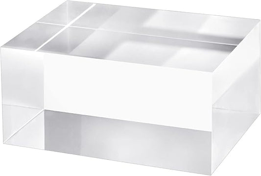 CiaoHER 2in Thickness Solid Acrylic Cube Display Block Clear Polished Pedestal Stand Riser Solid Base 2" x 3" x 4", 1 Pack