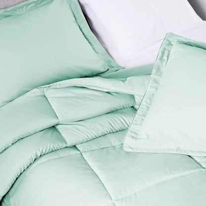 PeachSkinSheets Night Sweats: The Original 1500TC Soft Super Queen Oversized Comforter Set Mint Julep