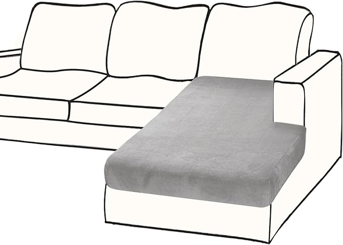 Couch Cover 1 Piece Chaise Lounge Cover Velvet Sectional Couch Cushion Covers Separate L Shape Sofa Slipcovers Furniture Protector for Dogs Pets (Chaise or Sofa 3-Seater, Light Grey)