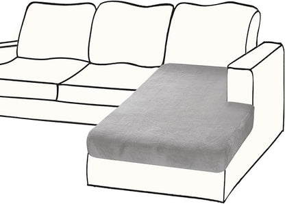 Couch Cover 1 Piece Chaise Lounge Cover Velvet Sectional Couch Cushion Covers Separate L Shape Sofa Slipcovers Furniture Protector for Dogs Pets (Chaise or Sofa 3-Seater, Light Grey)