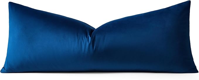 Artscope Luxury Velvet Lumbar Pillow Cover Super Soft Decorative Rectangle Throw Pillow Covers Case Cushion Covers for Sofa Couch Bedroom Car Decor 14x36 Inch Navy Blue