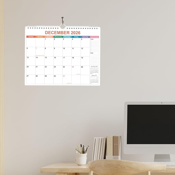 2026 Calendar - Wall Calendar 2026 from January 2026 to June 2027, 2026 Calendar with Premium Paper, Twin-Wire Binding & Hanging Hook, 11.5" x 14.5", Colorful