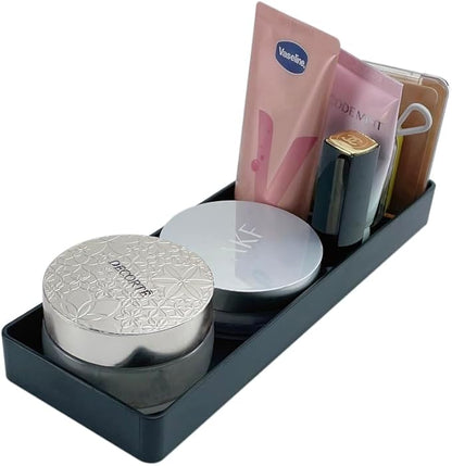 Amazon Basics Rectangular Plastic Desk Organizer, Half Accessory Tray, 9.4" x 3.3" x 1", Black