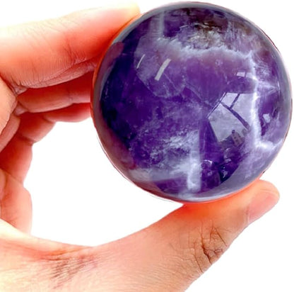 Natural Clear Quartz Crystal Sphere with Stand，5PC Real Crystals Ball, Clear Quartz Small Ball Decor (Amethyst Ball)