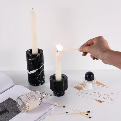 Candle Holder Real Luxurious Natural Marble Candlestick Holder for Wedding Dinning Party, Candle Stand for Scented Candle, Candlestick, Taper Candle Pillar Candle, Tealight Candles (A Style)