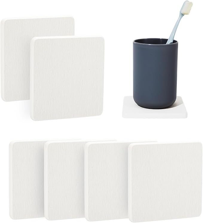 6 Pieces Water Absorbent Diatomite Coasters, Diatomaceous Earth Kitchen Soap Dish Bathroom Trays Water Absorbing Stone Tray for Sink Used for Hand Soaps Drinks Bottles