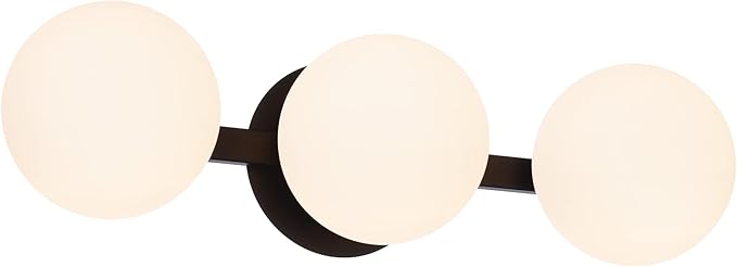 Black Bathroom Vanity Light Fixtures, Modern 3 Lights Globe Wall Sconce Lighting, Porch Wall Mount Light Fixture for Bathroom, Mirror Cabinets Hallway Stairs (Matte Black, 3-Light)