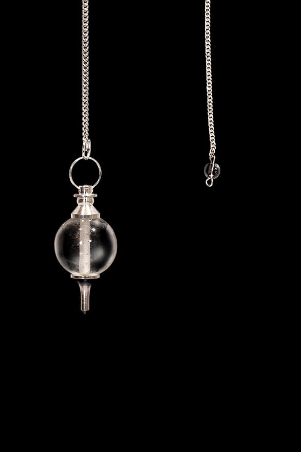 L PEDRA & CRYSTAL Crystal Ball Pendulum – Polished Gemstone Sphere with Chain for Dowsing, Divination, or Decor | Ball-Shaped Crystal Pendant for Energy Work & Display (Crystal Quartz Ball Pendulum)