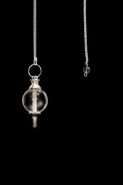 L PEDRA & CRYSTAL Crystal Ball Pendulum – Polished Gemstone Sphere with Chain for Dowsing, Divination, or Decor | Ball-Shaped Crystal Pendant for Energy Work & Display (Crystal Quartz Ball Pendulum)