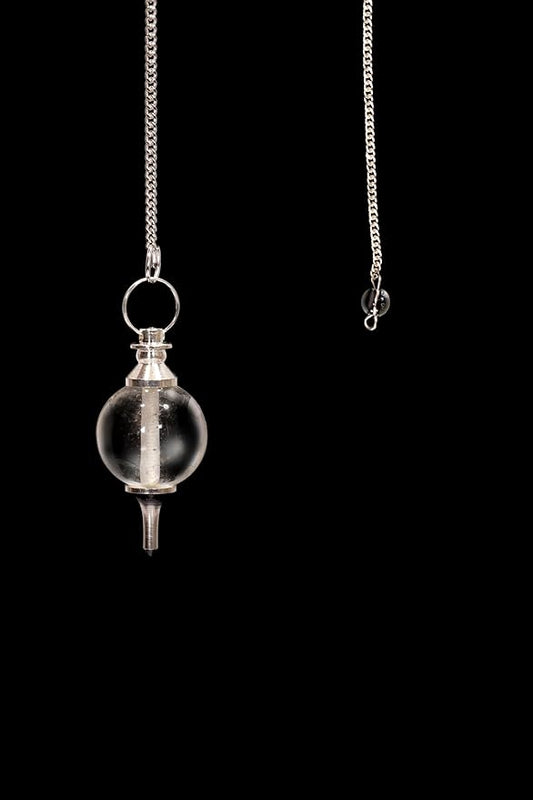 L PEDRA & CRYSTAL Crystal Ball Pendulum – Polished Gemstone Sphere with Chain for Dowsing, Divination, or Decor | Ball-Shaped Crystal Pendant for Energy Work & Display (Crystal Quartz Ball Pendulum)