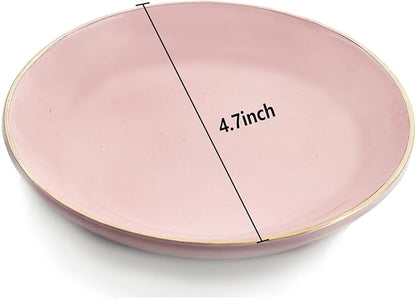 HANKOR 4.75" Ceramic Jewelry Tray, Small Ring Dish Holder Trinket Tray, Catch All Trays for Ring Earring Necklace Key, Christmas Gifts for Women Girls, Pink
