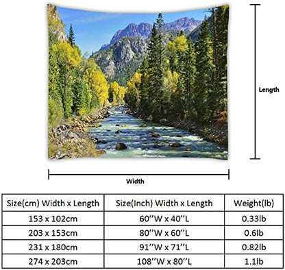 YISURE Nature Mountain Forest Tapestry, Scenic Green Pine Tree Waterfall Landscape Wall Hanging Tapestries for Home Office Dorm Indoor and Outdoor Decoration, 60(W) x40(L) Inch