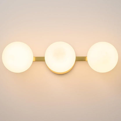 Bathroom Vanity Mirror Light Fixtures: 3 Lights Bath Wall Sconce Lighting - Brass Gold Vanity Lights with Milk Glass Shade - Modern Minimalist Makeup Light Fixture Above Mirror for Hallway E26 Base