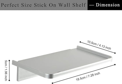 JDYOOMI Acrylic Floating Wall Shelves - Small Stick-on Wall Mounted Phone Shelf Holder Wipes Rack Smart Speaker Shelf for Bathroom,Kitchen,Toilet,Bedroom,Office - Sliver