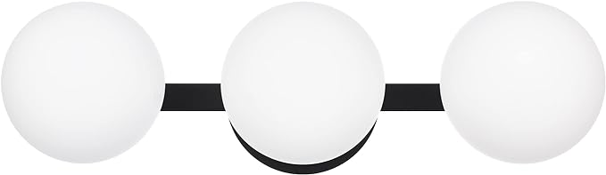 Black Bathroom Vanity Light Fixtures, Modern 3 Lights Globe Wall Sconce Lighting, Porch Wall Mount Light Fixture for Bathroom, Mirror Cabinets Hallway Stairs (Matte Black, 3-Light)