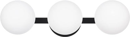 Black Bathroom Vanity Light Fixtures, Modern 3 Lights Globe Wall Sconce Lighting, Porch Wall Mount Light Fixture for Bathroom, Mirror Cabinets Hallway Stairs (Matte Black, 3-Light)