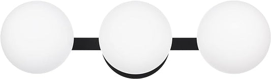 Black Bathroom Vanity Light Fixtures, Modern 3 Lights Globe Wall Sconce Lighting, Porch Wall Mount Light Fixture for Bathroom, Mirror Cabinets Hallway Stairs (Matte Black, 3-Light)