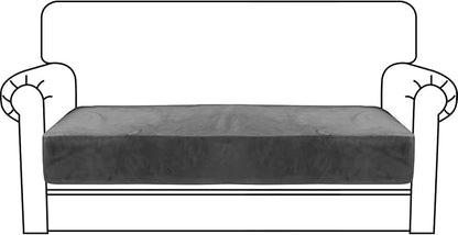 MAXIJIN Velvet Stretch Couch Cushion Covers Soft Loveseat Cushion Cover Replacement Sofa Seat Cushion Slipcovers RV Protector with Elastic Bottom (1 Piece Loveseat Cushion Cover, Gray)