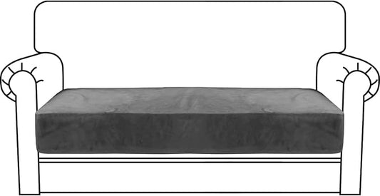 MAXIJIN Velvet Stretch Couch Cushion Covers Soft Loveseat Cushion Cover Replacement Sofa Seat Cushion Slipcovers RV Protector with Elastic Bottom (1 Piece Loveseat Cushion Cover, Gray)