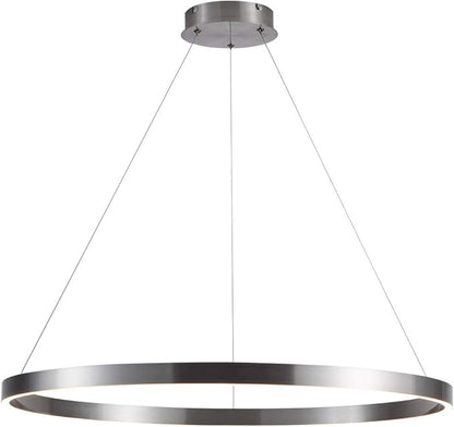 MADEM 31.5'' LED Modern Chandelier 1-Ring Circular Dimmable Pendant Light Flush Mount Pendant Lighting Adjustable for Living Room Dining Room, Bedroom, 3000K Warm White, Brush Nickel