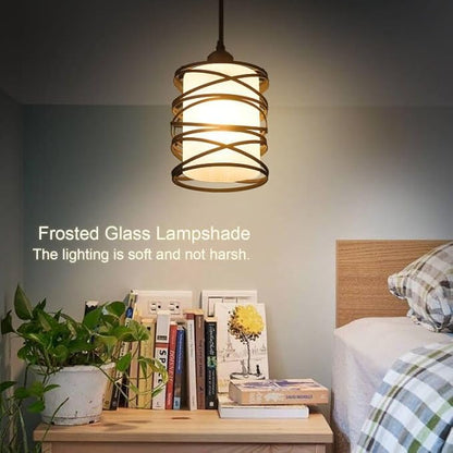 3-Pack Modern Mini Pendant Light Fixture Kitchen Island Pendant Lighting 6.3''Matte Black Spiral Cage and Handblown Frosted Glass Shade Adjustable Cord for Dining Room Hallway Entryway