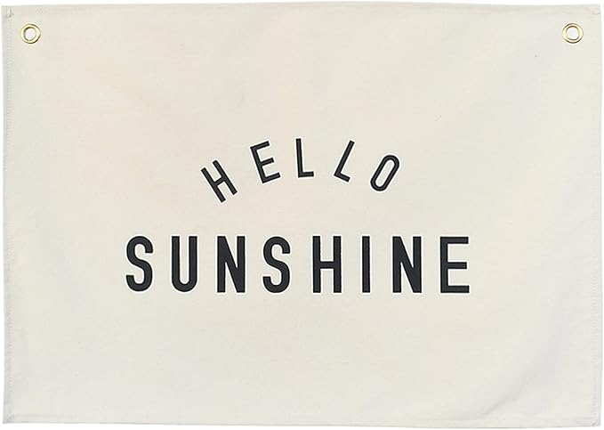 Canvas Banner Hanging Flag Banner for Nursery and Playroom Wall Décor for Kids Trendy Room Décor for Boys and Girls (Hello sunshine)