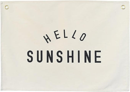 Canvas Banner Hanging Flag Banner for Nursery and Playroom Wall Décor for Kids Trendy Room Décor for Boys and Girls (Hello sunshine)