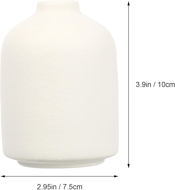 Creative Matte White Ceramic Small Flower Vase 10Cm Height Desktop Art Planter for Office and Home Décor, Simple Bud Vase for Flower Arrangement and Aromatherapy