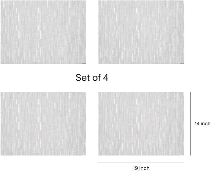 Chilewich Bamboo Placemats Set of 4 - Woven Rectangle Placemats - Reusable, Stain-Resistant, Indoor/Outdoor Tabletop Protection - 18.5" x 13.5" - Moonlight