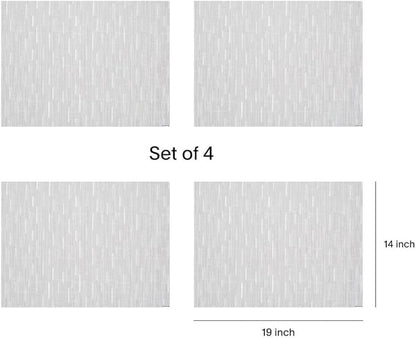Chilewich Bamboo Placemats Set of 4 - Woven Rectangle Placemats - Reusable, Stain-Resistant, Indoor/Outdoor Tabletop Protection - 18.5" x 13.5" - Moonlight