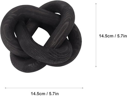 Wood Knot Decor, Home Decor Living Room 3 Link Wood Chain Link Decor Coffee Table Decor Table Decor Modern Decor for Home(Black)