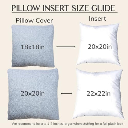 SAMIAH LUXE Blue Teddy Boucle Pillow Covers 20x20 2pcs for Home Living Room Decor, Sherpa Textured Decorative Throw Pillow Covers for Boho Decor, Square Throw Cushion Euro Shams for Modern Farmhouse