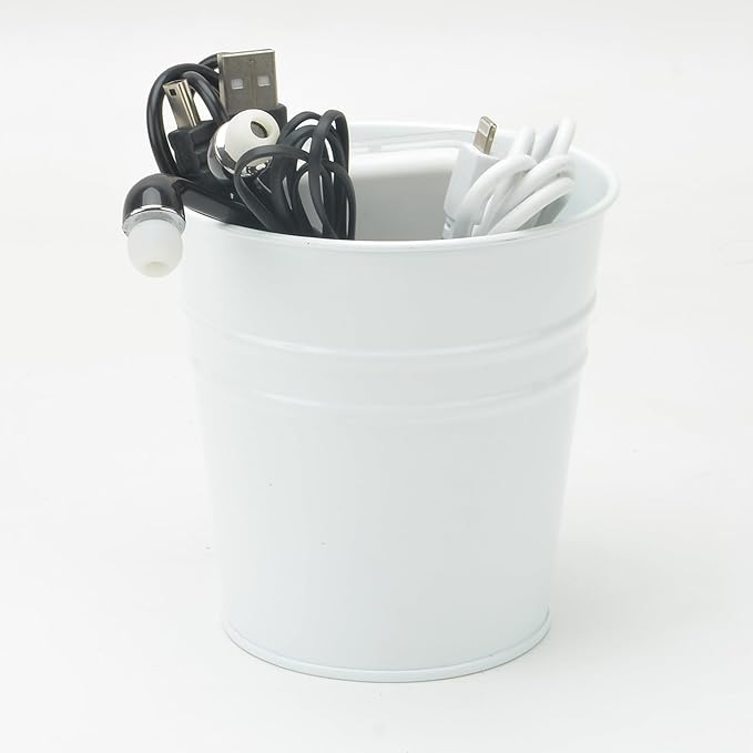 Pen Holder Cup For Desk Pencil Holder Metal Marker Pen Organizer Storage Small Tinplate Flower Pot Succulent Bucket Planters for Office Home - 2 Pack (Blue)