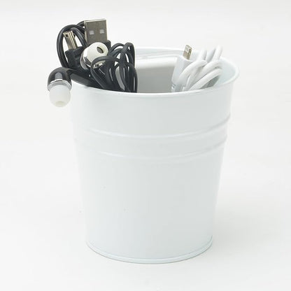 Pen Holder Cup For Desk Pencil Holder Metal Marker Pen Organizer Storage Small Tinplate Flower Pot Succulent Bucket Planters for Office Home - 2 Pack (Blue)