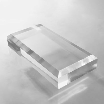 CiaoHER 2in Thickness Beveled Solid Acrylic Display Block Clear Polished Pedestal Stand Riser Solid Base (6x12)